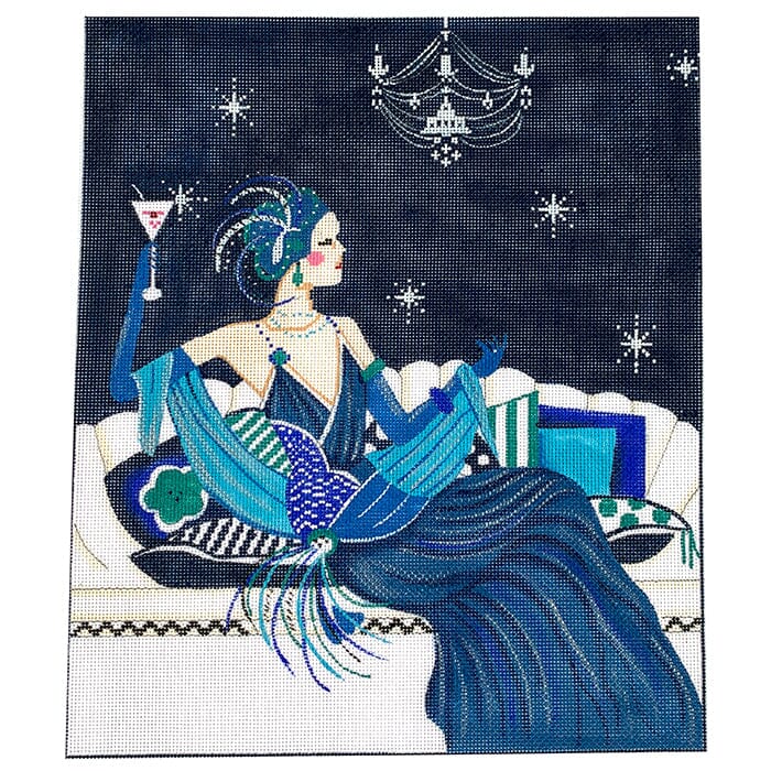 Lady in Blue Sofa Painted Canvas Alice Peterson Company - 1