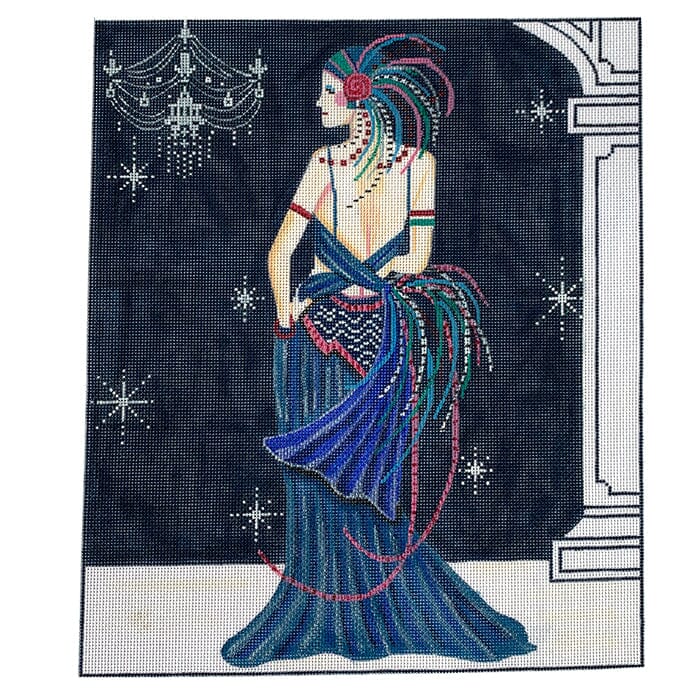 Lady in Blue Standing Painted Canvas Alice Peterson Company