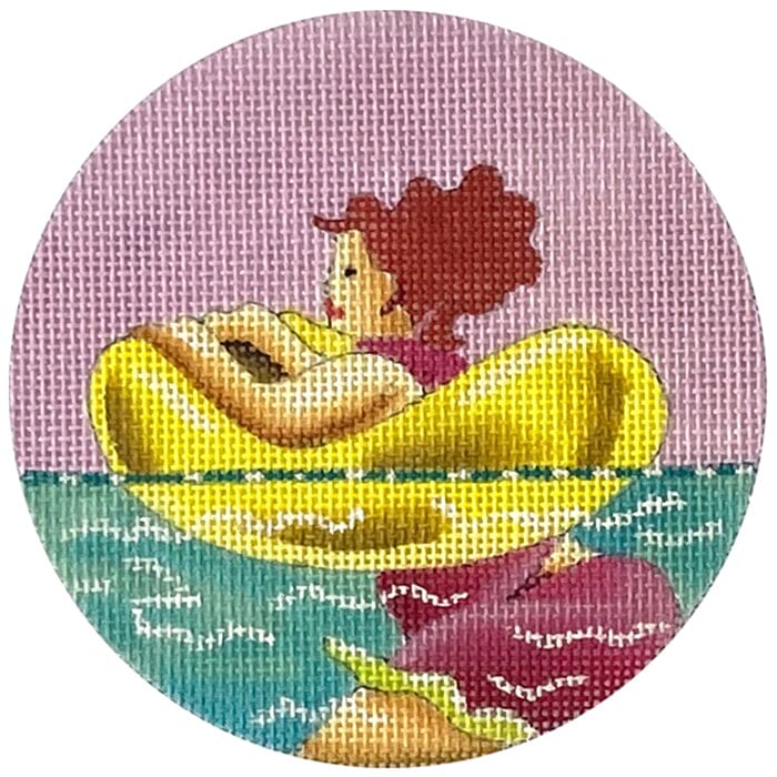 Lady in Tube Round Painted Canvas Colors of Praise