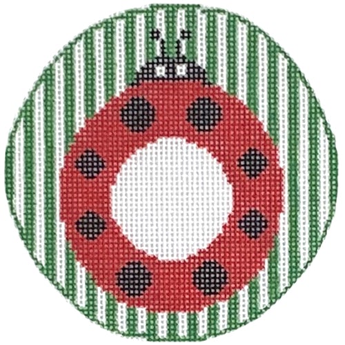 Ladybug Monogram Round Painted Canvas Rachel Donley