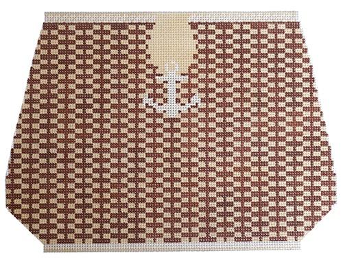 Large Nantucket Basket with Anchor Painted Canvas Anne Fisher Needlepoint, LLC - 1