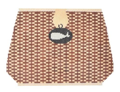 Large Nantucket Basket with Whale Painted Canvas Anne Fisher Needlepoint LLC