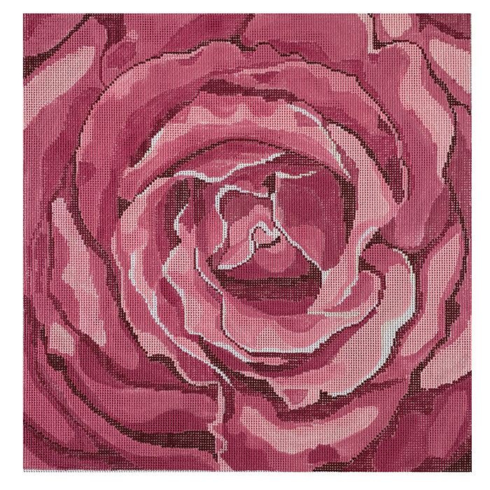 Large Pink Rose Painted Canvas Jean Smith - 1