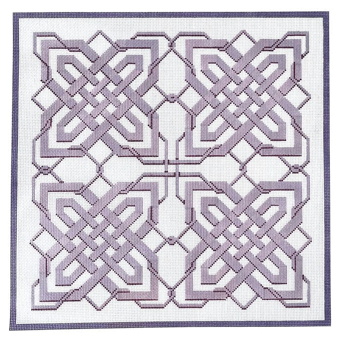 Large Purple Square Lattice Painted Canvas Susan Battle Needlepoint - 1