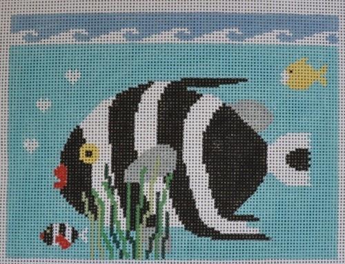 Large Striped Angel Fish Painted Canvas Kathy Schenkel Designs - 1