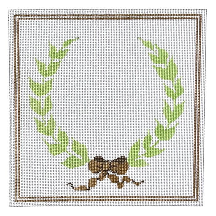 Laurel Wreath Ring Bearer Pillow Painted Canvas Susan Battle Needlepoint 