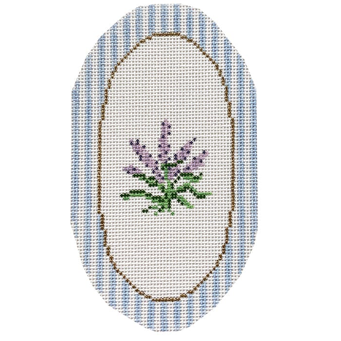 Lavender Oval Ornament Painted Canvas The Plum Stitchery - 1