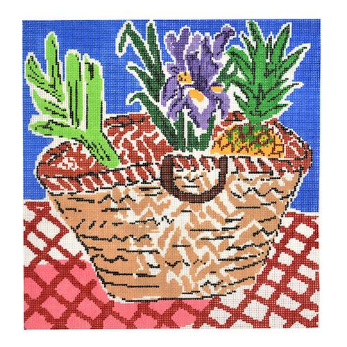 Le Panier The Basket Painted Canvas Anne Fisher Needlepoint LLC - 1