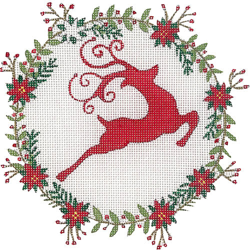Leaping Deer in Wreath Painted Canvas Love You More - 1