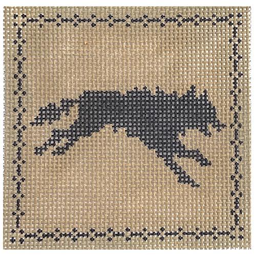 Leaping Wolf Painted Canvas The Plum Stitchery