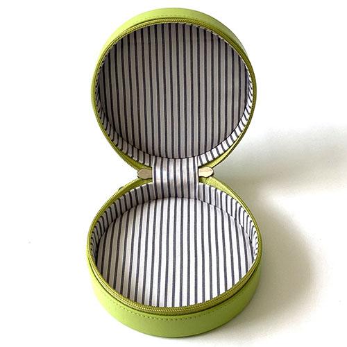 Leather 5" Round Jewelry Case - Green Leather Goods Planet Earth Leather