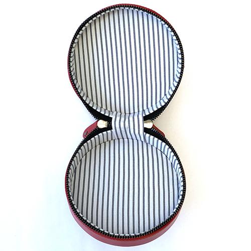 Leather 5" Round Jewelry Case - Red Leather Goods Planet Earth Leather