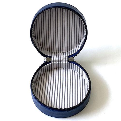 Leather 5" Round Jewelry Case - Royal Blue Leather Goods Planet Earth Leather