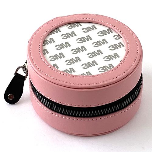 Leather Round Jewelry Case - Light Pink Leather Goods Planet Earth Leather
