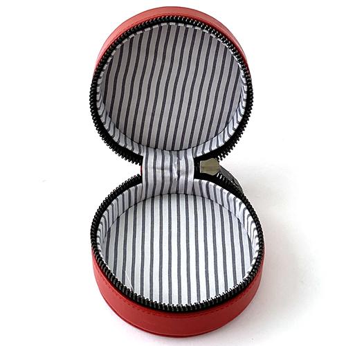 Leather Round Jewelry Case - Red Leather Goods Planet Earth Leather