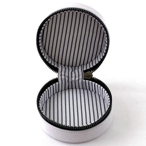 Leather Round Jewelry Case - White Leather Goods Planet Earth Leather