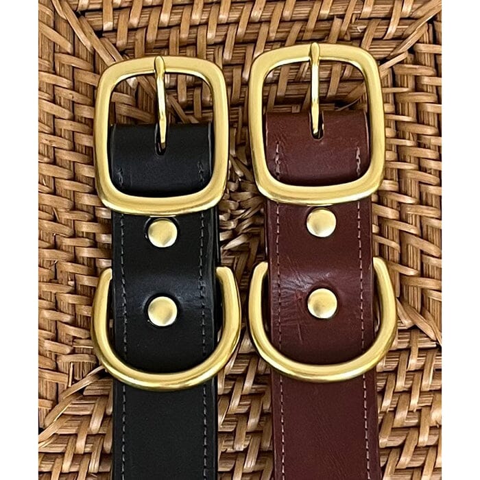 Leather Self Finishing Dog Collar Vintage Stripe Leather Goods DogGrin Design