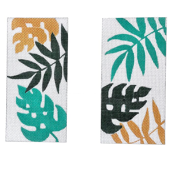 Leaves Double Eyeglass Case Painted Canvas Madeleine Elizabeth - 1