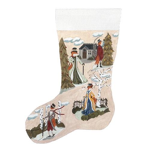 Left Facing Fox Stocking Painted Canvas The Plum Stitchery - 1