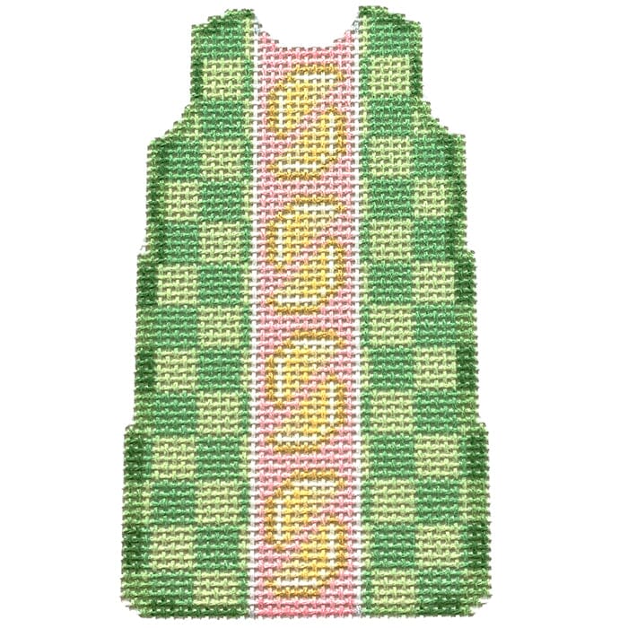Lemon Checks Mini Shift Printed Canvas Two Sisters Needlepoint