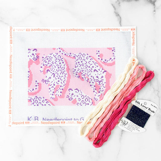 Leopard Clutch Kit - Pink Kits Needlepoint To Go 