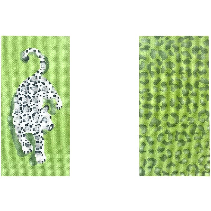 Leopard Eyeglass Case   Green Printed Canvas Needlepoint To Go