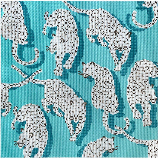 Leopard Pillow Kit - Blue Kits Needlepoint To Go 