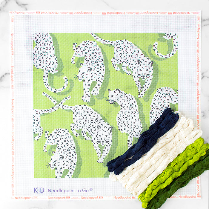 Leopard Pillow Kit - Green Kits Needlepoint To Go 