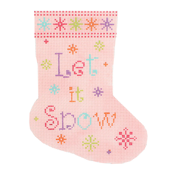 Let it Snow Mini Stocking Painted Canvas Stitch Rock Designs - 1