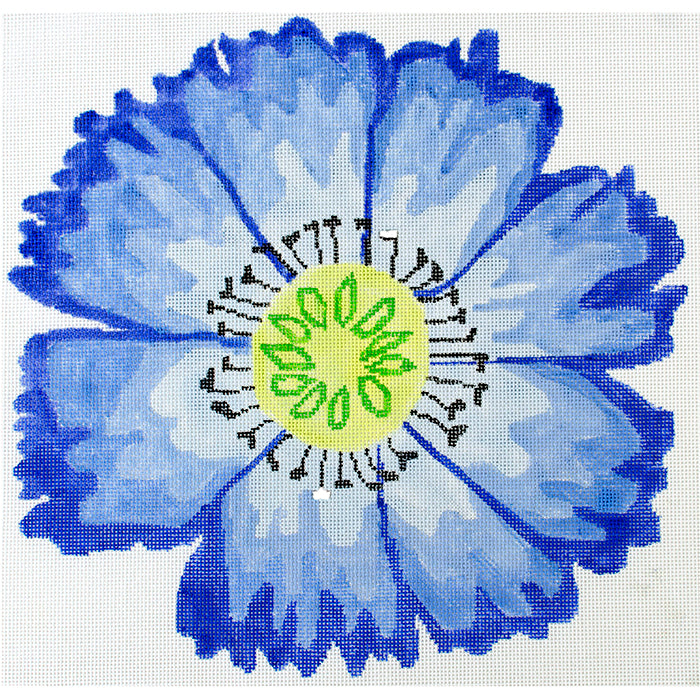 Lg Dazzle Flowers Blue Painted Canvas Jean Smith - 1