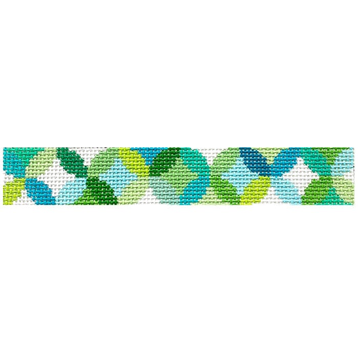 Libby Quilt Rings Key Fob Cool Greens Painted Canvas Elizabeth Crane Swartz Designs - 1