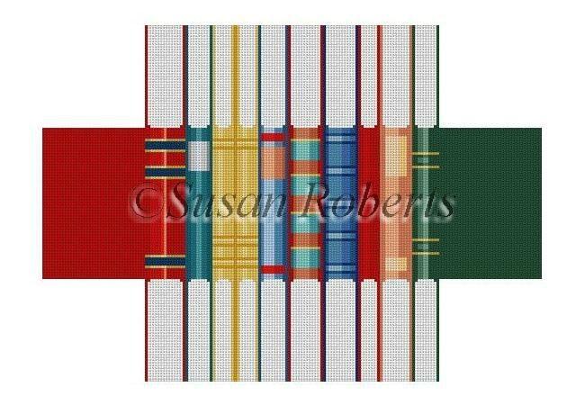 Library Books Brick Cover Painted Canvas Susan Roberts Needlepoint Designs, Inc.