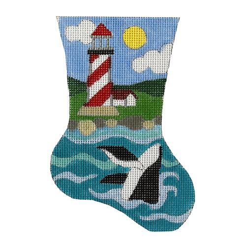 Santa's Lighthouse Needlepoint fashion Christmas Stocking DIY Kit