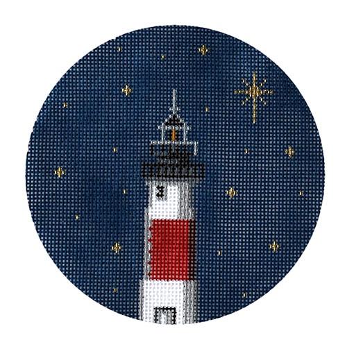 Lighthouse Ornament Painted Canvas Silver Needle - 1