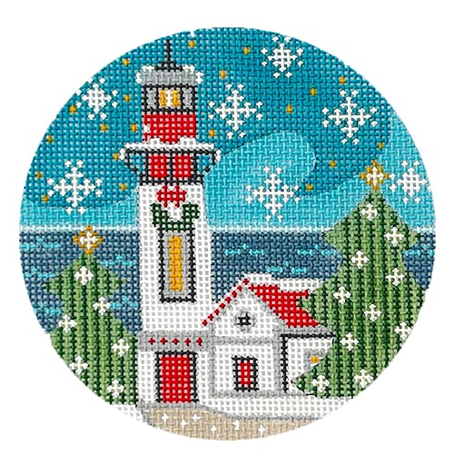 Lighthouse Round #3 DD Painted Canvas Danji Designs