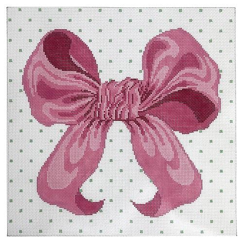 Lilly Pink Bow Pillow Painted Canvas All About Stitching/The Collection Design - 1