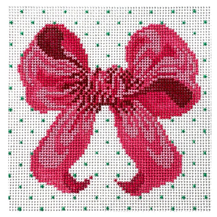 Lilly Pink Bow Small Square Painted Canvas All About Stitching/The Collection Design - 1