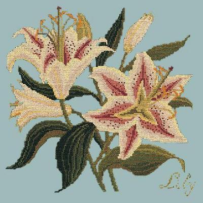 Lily Needlepoint Kit Kits Elizabeth Bradley Design Pale Blue