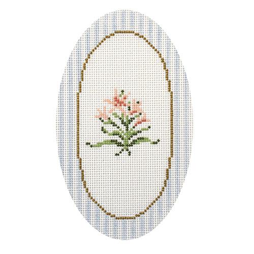 Lily Oval Ornament Painted Canvas The Plum Stitchery - 1