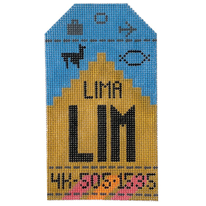 Lima LIM Travel Tag Painted Canvas Hedgehog Needlepoint - 1