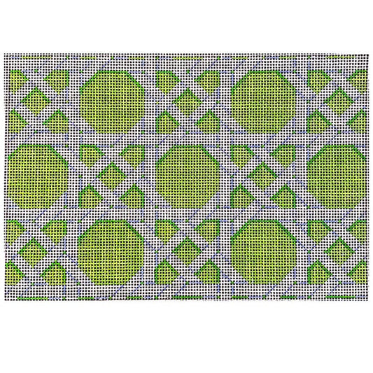 Lime Caning Pattern Clutch Painted Canvas Two Sisters Needlepoint 