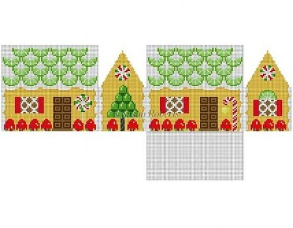 Lime Slices & Strawberries Gingerbread House Painted Canvas Susan Roberts Needlepoint Designs, Inc.
