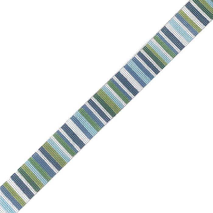 Limes and Blues Stripe Belt on 13 Painted Canvas Kristine Kingston - 1