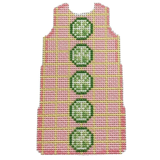 Limes/Tattersall Mini Shift Printed Canvas Two Sisters Needlepoint 