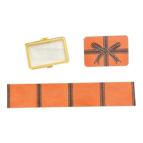 Limoges Box Medium Rectangle Orange/Brown Painted Canvas Kate Dickerson Needlepoint Collections - 1