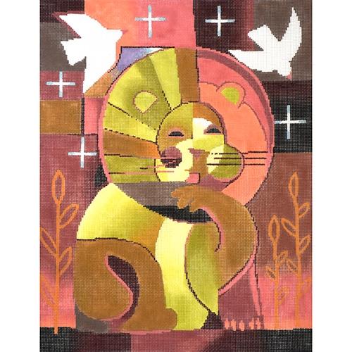 Lion with Doves Painted Canvas The Meredith Collection - 1