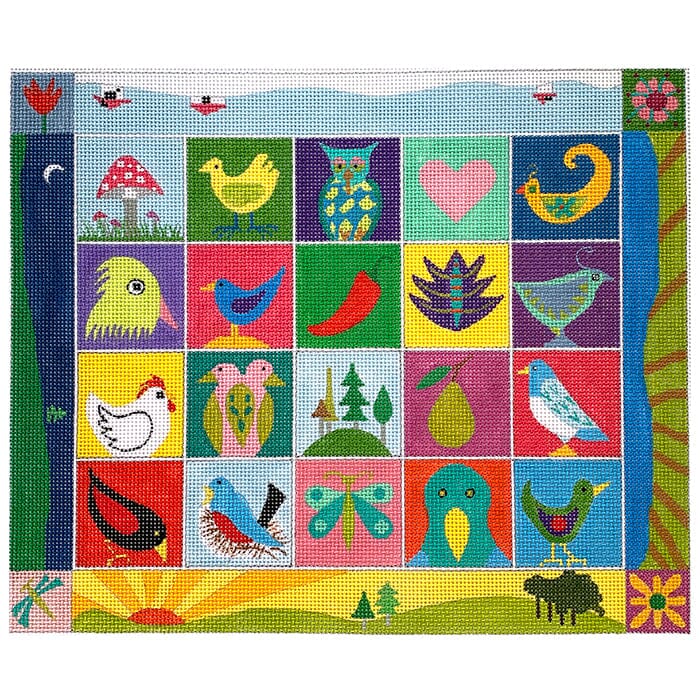 Little Birds Montage Painted Canvas Zecca - 1