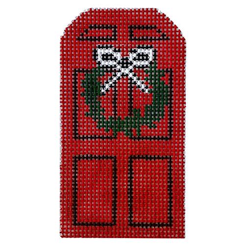 Little Red Door with Wreath Painted Canvas Vallerie Needlepoint Gallery - 1