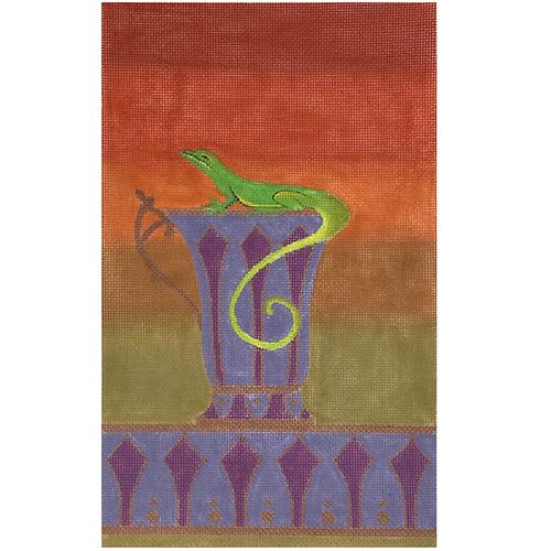 Lizard on a Teacup on 18 Painted Canvas Zecca - 1