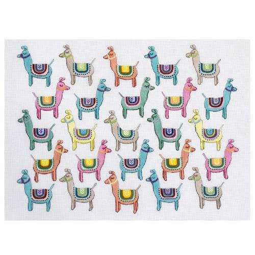 Llamas Large Painted Canvas Flower & Vine